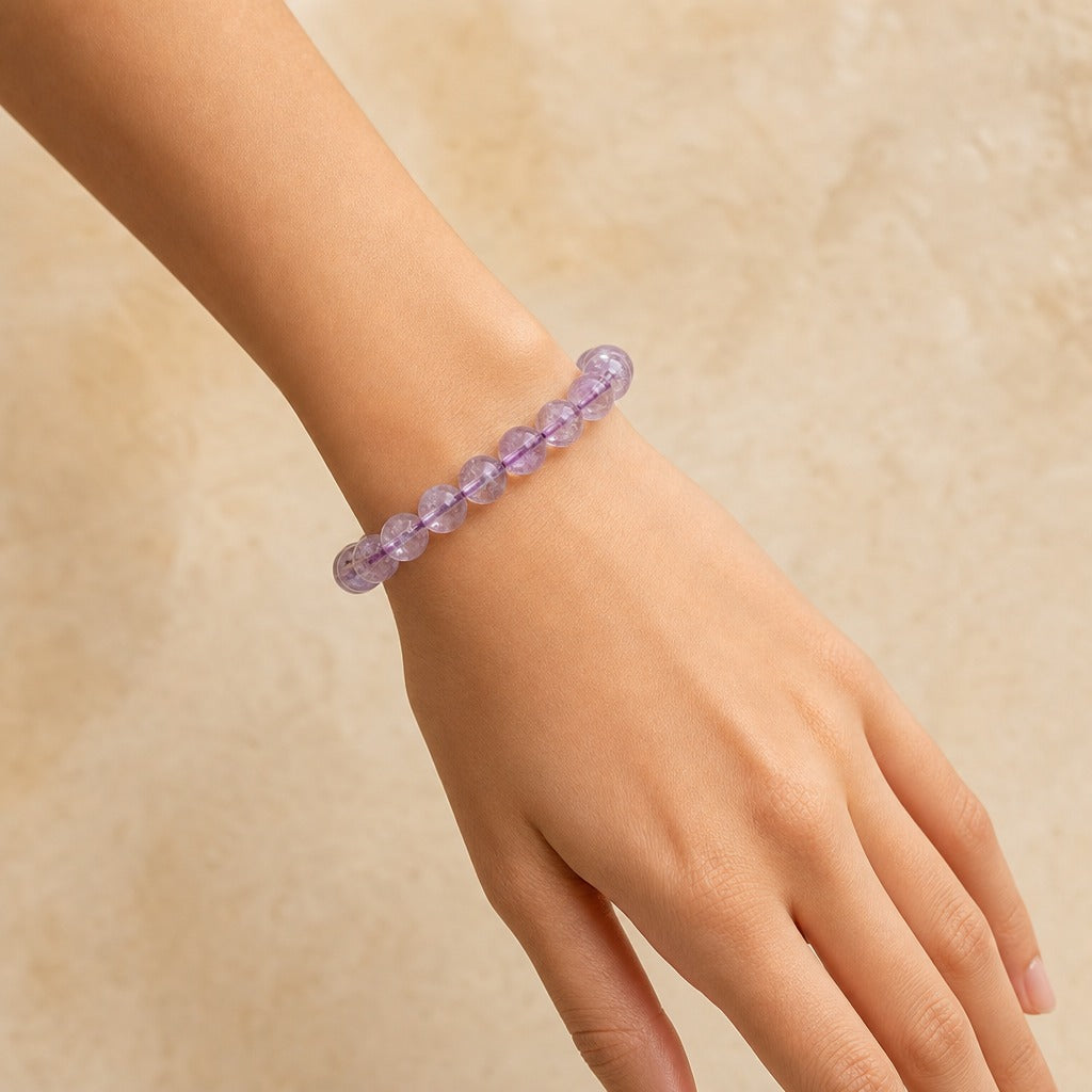 Amethyst Light Purple Round Bracelet - 8mm