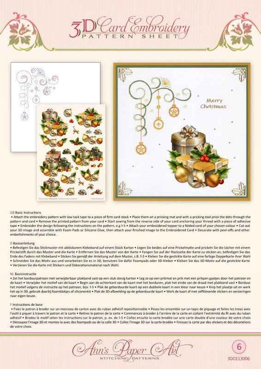 Ann Paper Embroidery Pattern - Christmas Gifts