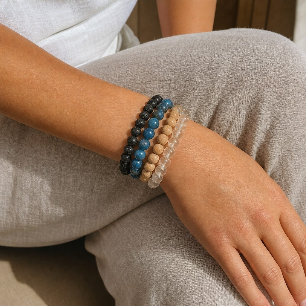 Apatite Blue Bead Bracelet