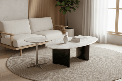 Apollo Marble and Chrome Accent Table Set