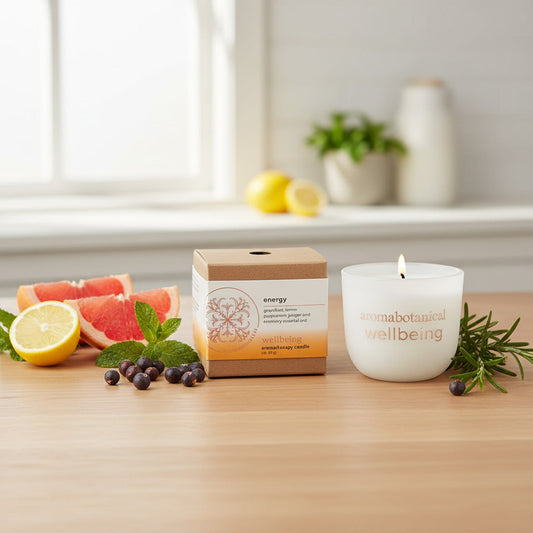 Mini-Energikerze mit belebendem Zitrus- und Kräuterduft von Aromabotanical