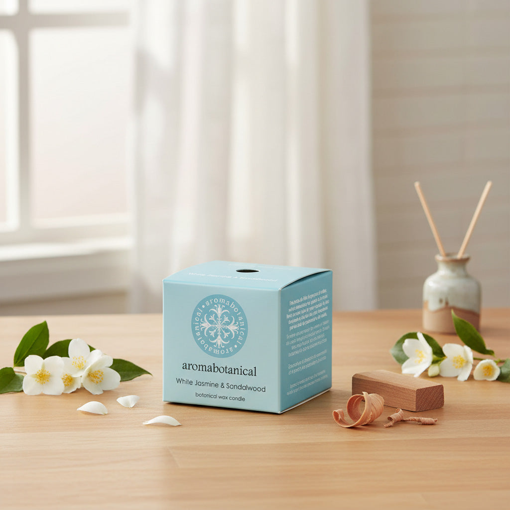 Mini-Jasmin-Sandelholz-Kerze mit beruhigendem Duft von Aromabotanical