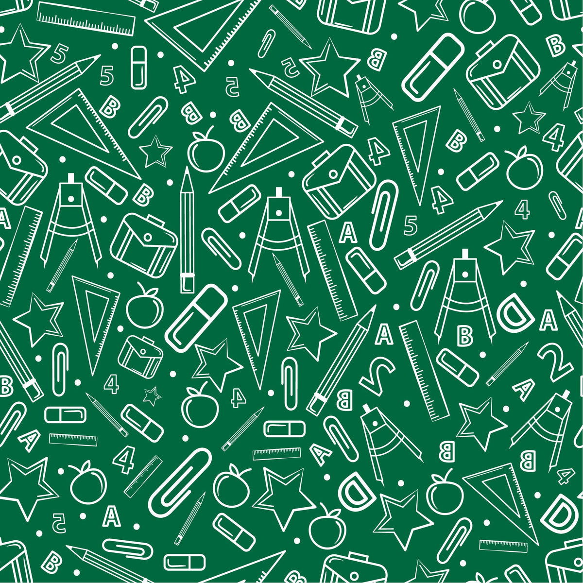 Craft HTV Back to School - School Supplies with Green background Pattern