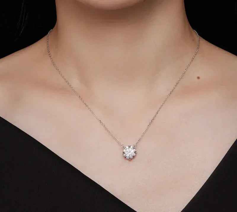 Dazzling Diamond Alternative: 1ct Moissanite Sterling Silver Pendant Necklace