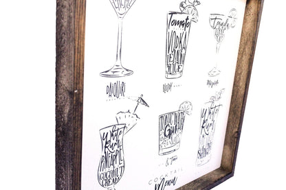 Bar Menu Wood Sign