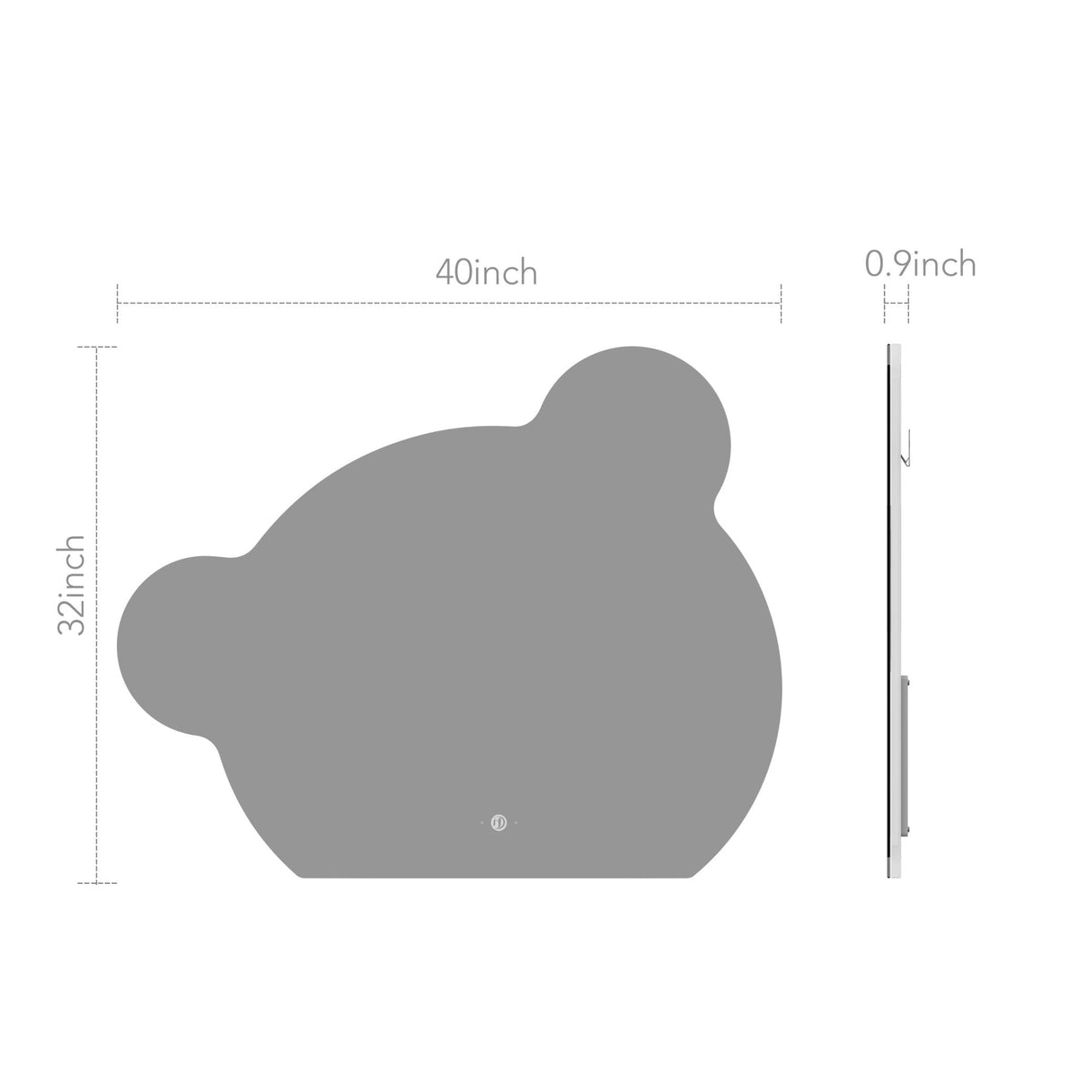 40" x 32" Bear Glow LED Bathroom Mirror, Wave Sensor, Anti-Fog, Dimmable