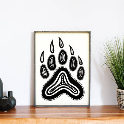 Bear Paw Symbol Wood Sign - AURABAGS SHOP