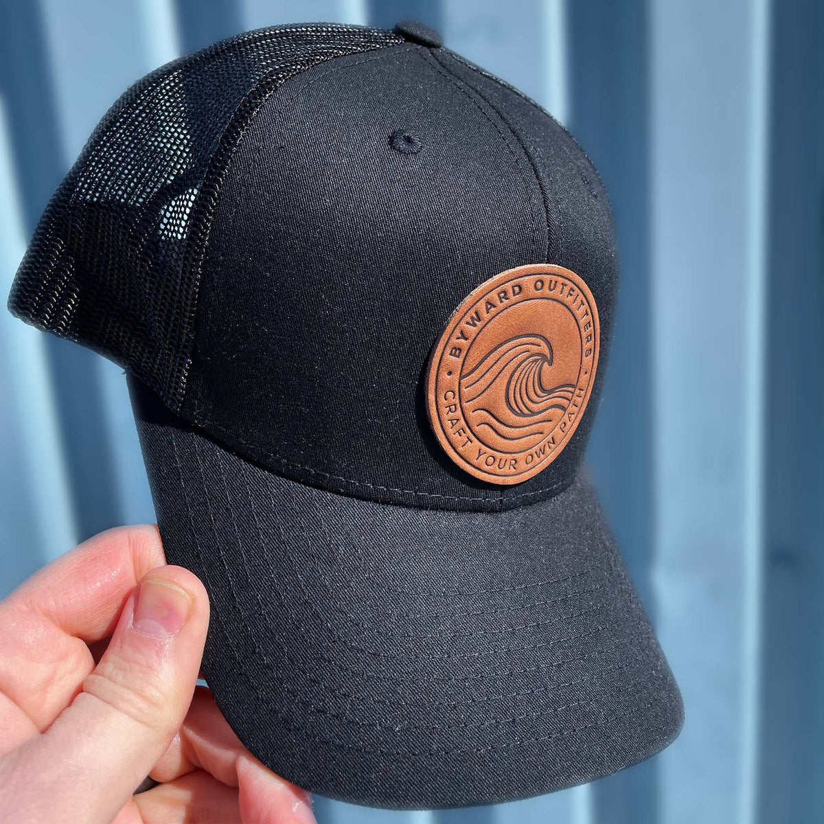 Rolling Wave Leather Patch Trucker Hat