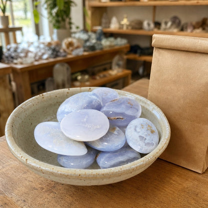 Blue Chalcedony Tumbled Stones