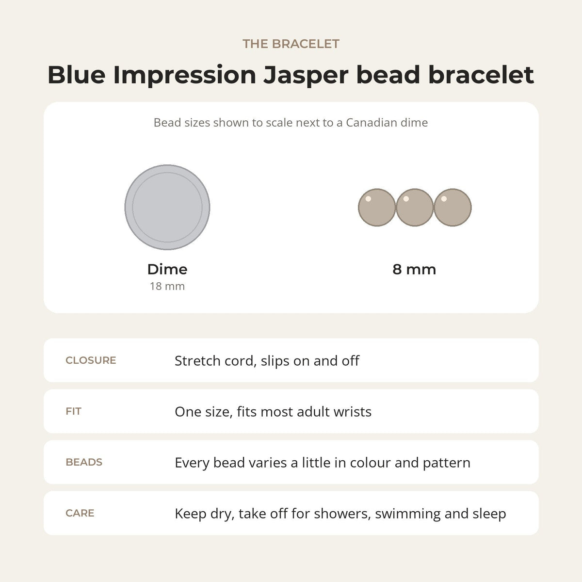 Blue Impression Jasper Round Bracelet - 8mm (Enhanced)