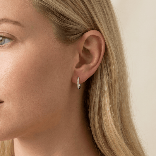 Boucles d'oreilles Huggies Minimalistes Scintillantes en argent sterling