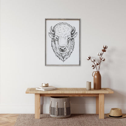 Buffalo Head (Earl) Wood Sign - AURABAGS SHOP