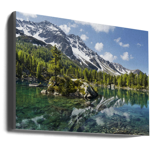 Wandbild Grüner Bergsee