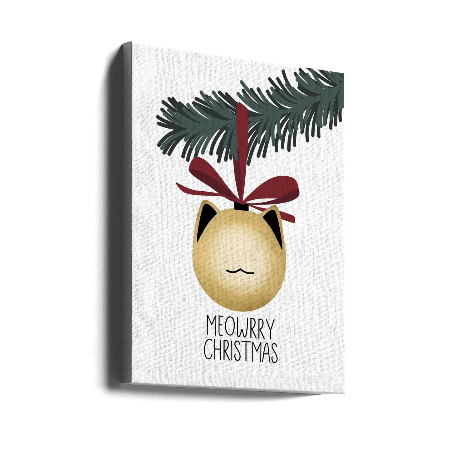 Wandbild „Meowrry Christmas“-Christbaumkugel (gold, weiß)