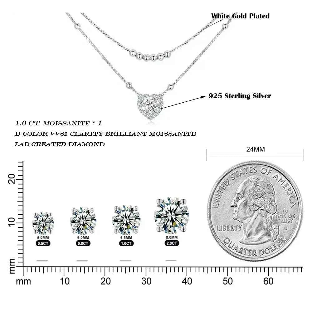 Capture Her Heart With Dazzling Brilliance: 1Ct Moissanite Heart Necklace