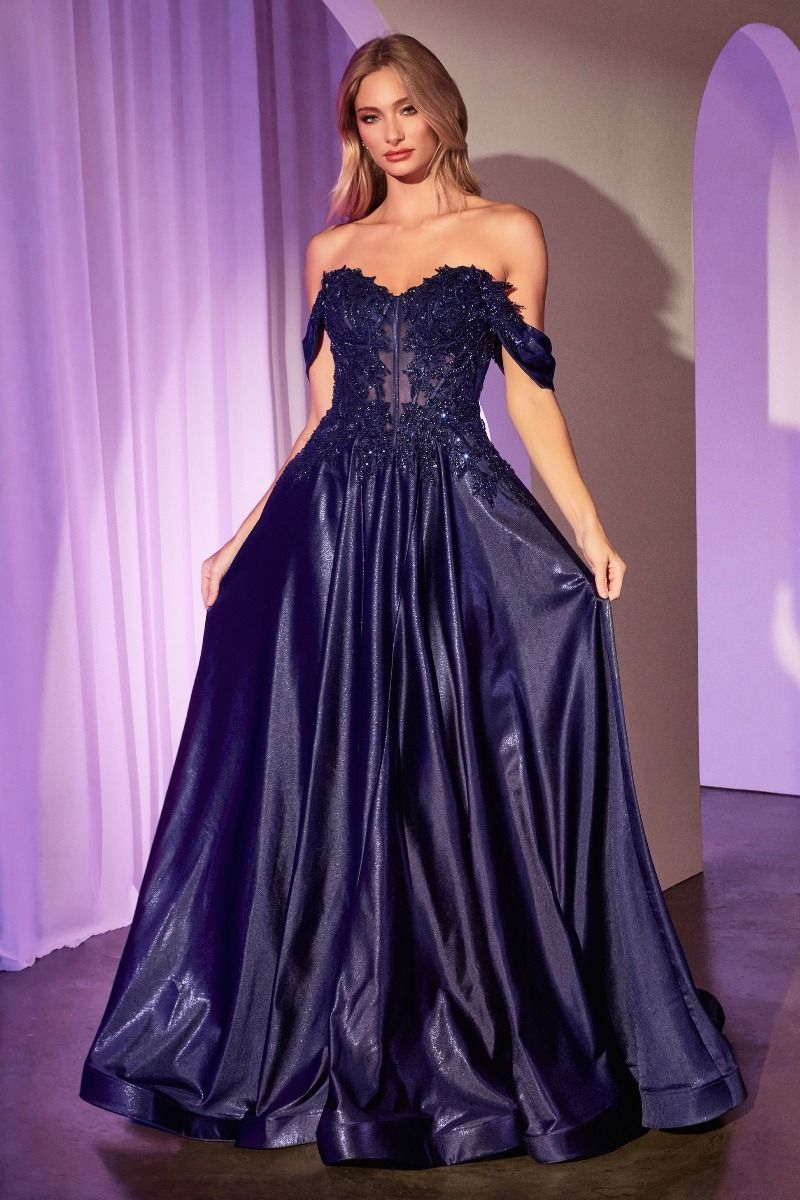 5 color avaible in OFF THE SHOULDER LACE & SATIN A-LINE DRESS