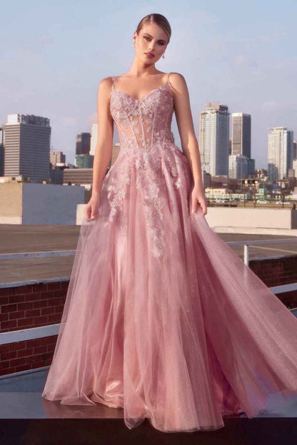 MAUVE A-LINE LAYERED TULLE DRESS