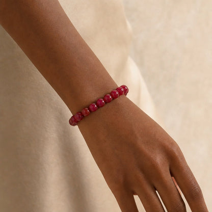 Agate Cherry Red Round Bracelet - 8mm (Enhanced)