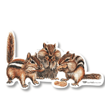 Streifenhörnchen-Sticker für Wasserflasche, Kalender oder Computer