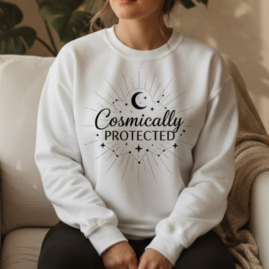Cosmically Protected Sweatshirt | Celestial Crewneck for Women | Spiritual Gift