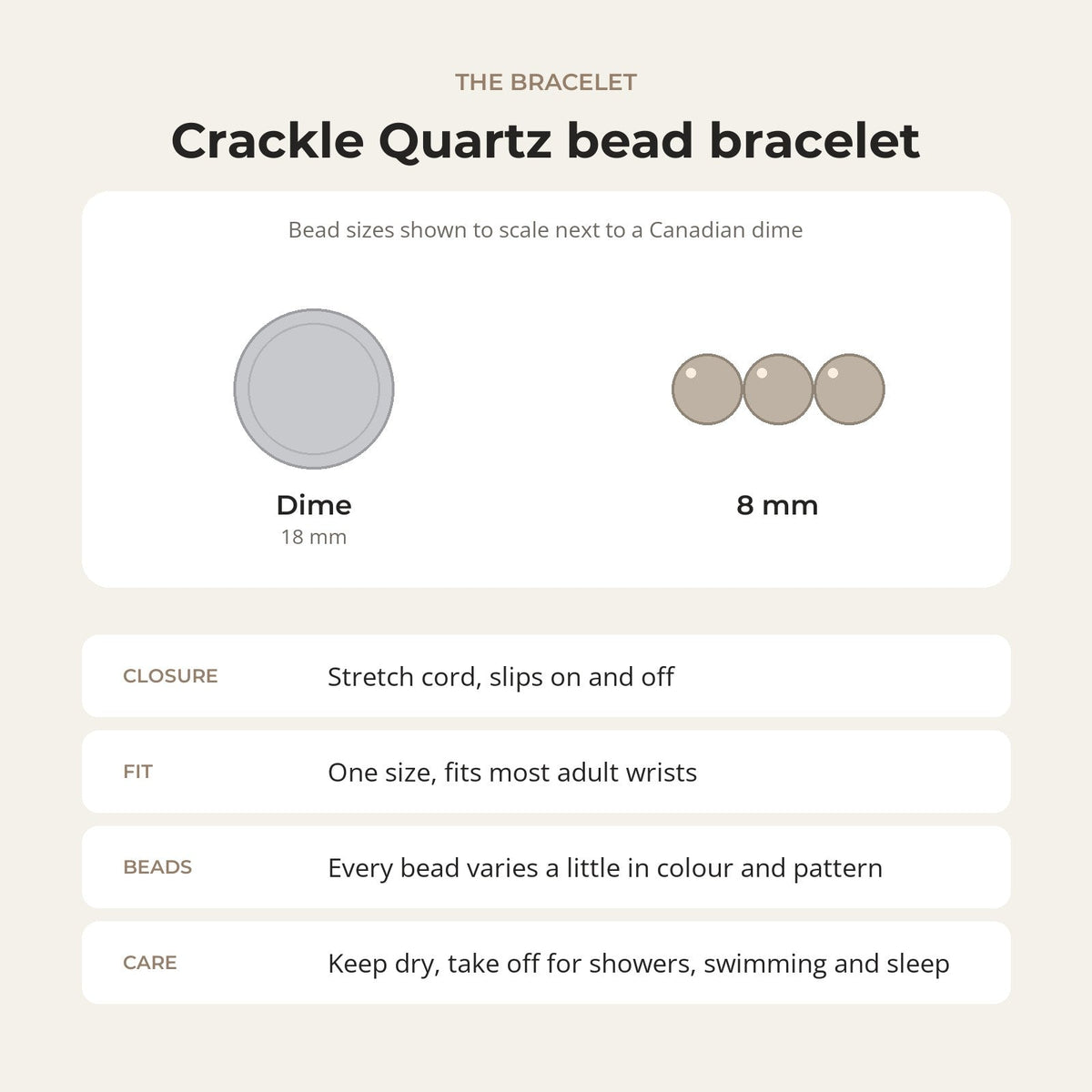 Crackle Quartz Round Bracelet - 8mm
