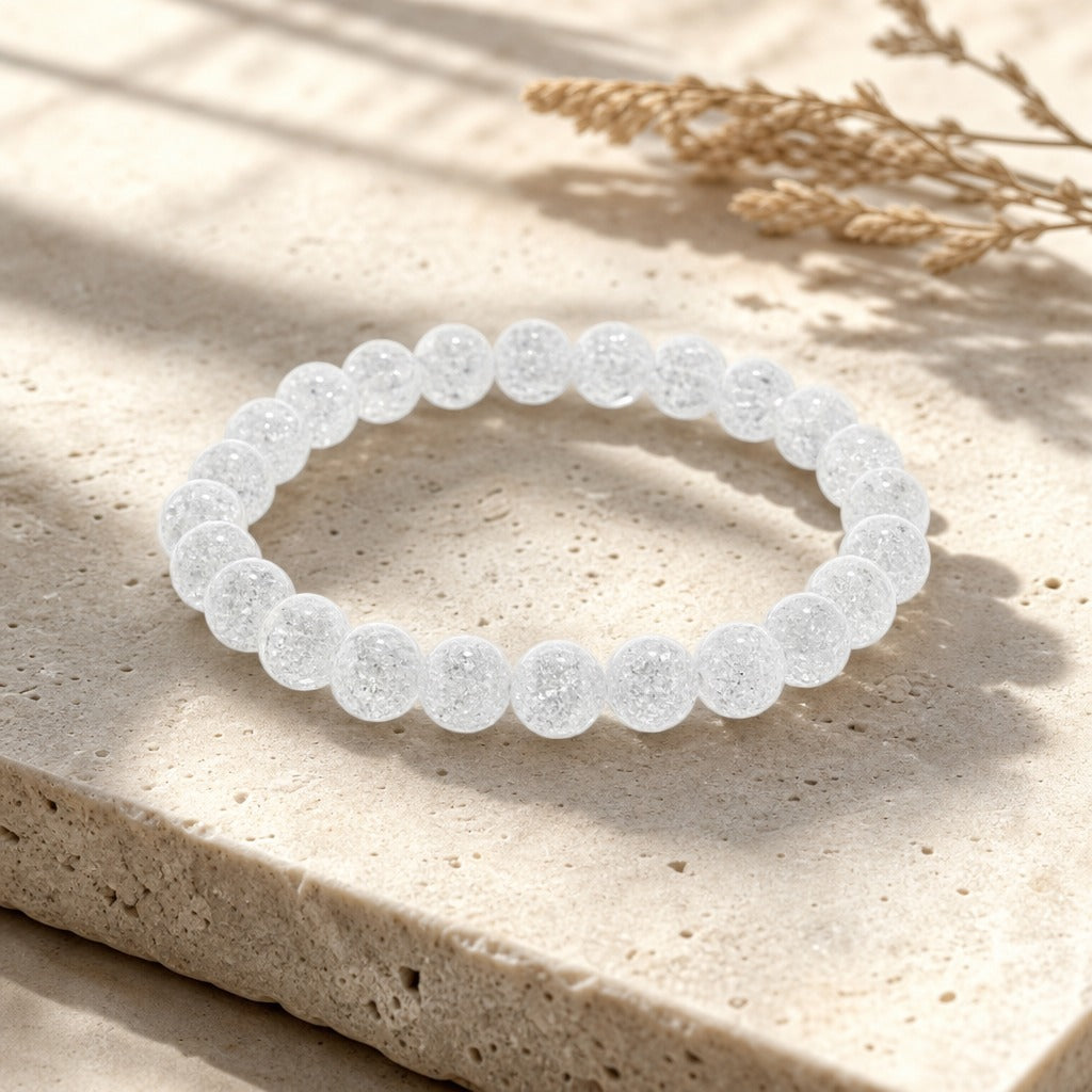 Crackle Quartz Round Bracelet - 8mm