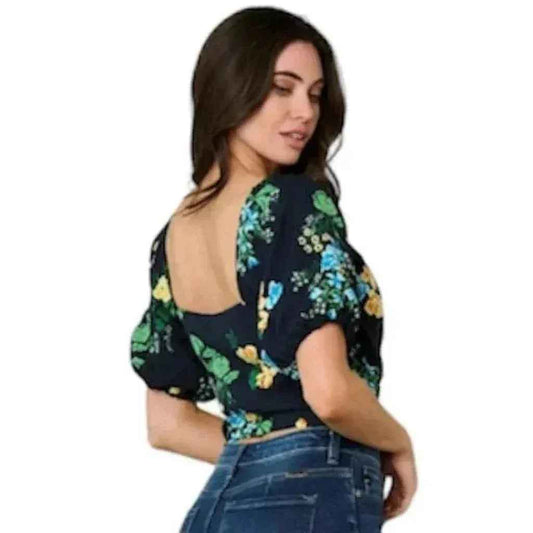 Crop top manches bouffantes