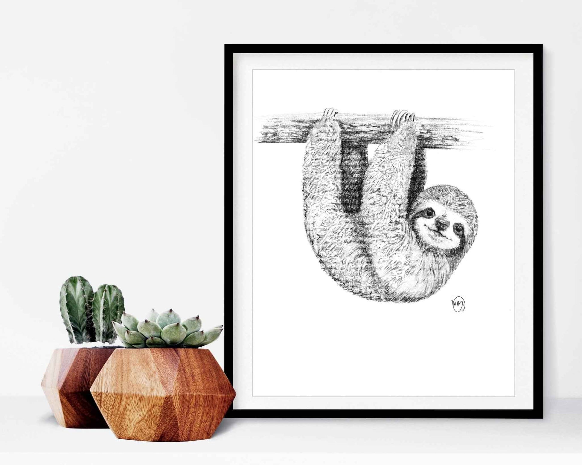 Cute Baby Sloth - black and white animal print