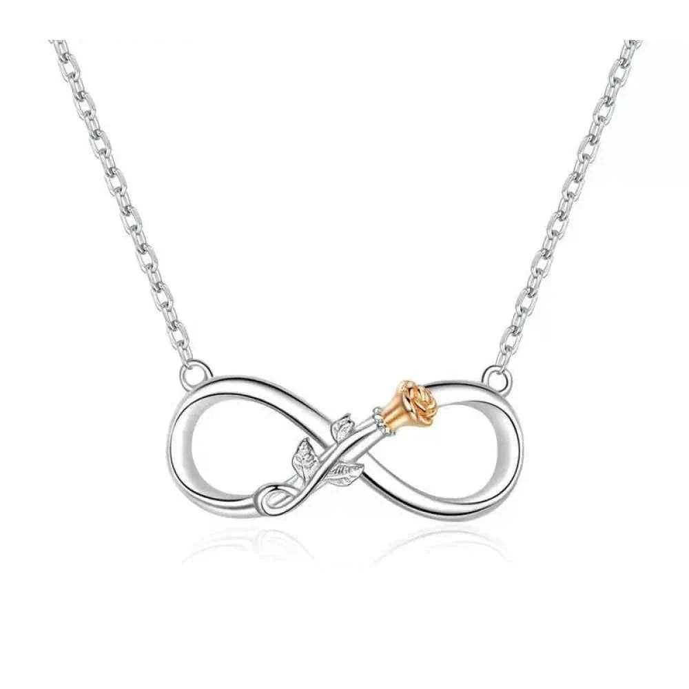 Delicate Rose: Sterling Silver Choker Necklace with Infinity Design