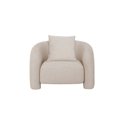 Chloe Pine Wood Tweed Akzentsessel - Beige