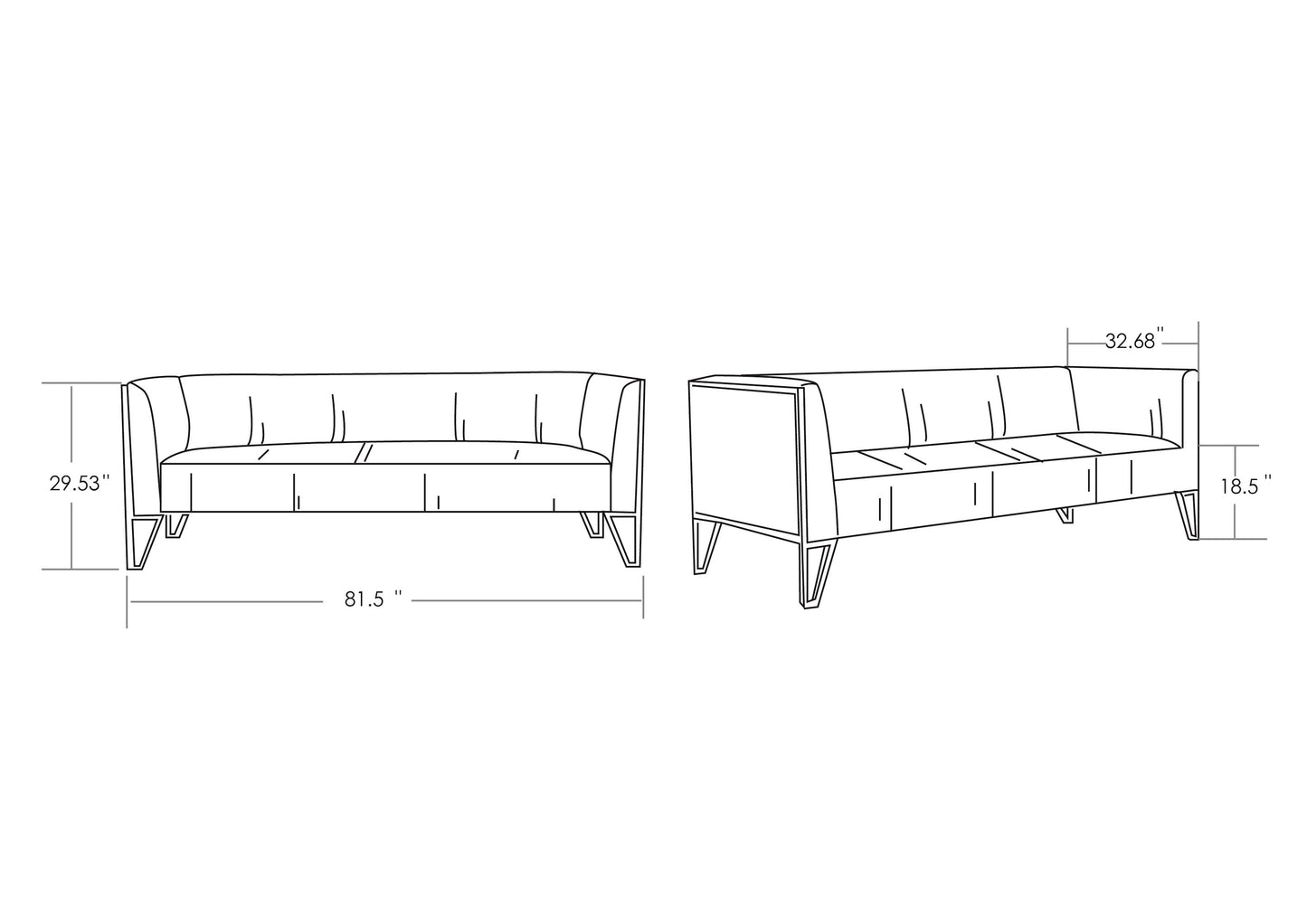 Vektor 3-Sitzer-Sofa – Grau/Gold