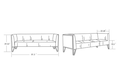 Vektor 3-Sitzer-Sofa – Grau/Gold