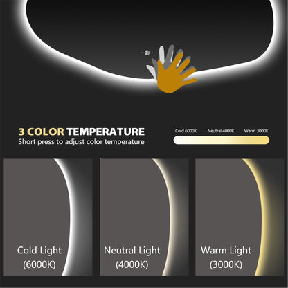 42" Glide Backlit LED Bathroom Mirror, Tempered Glass, Copper-Free HD Silver Mirror, Anti-Fog