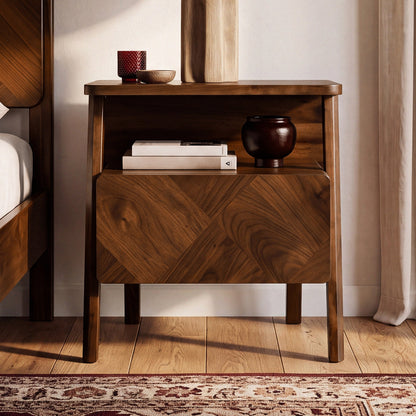 Rum Solid Wood Nightstand