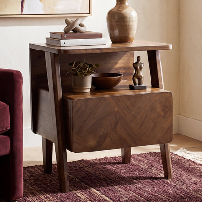 Rum Solid Wood Nightstand