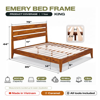 Emery Solid Wood Bed Frame
