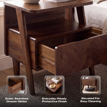 Rum Solid Wood Nightstand