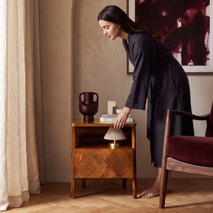 Rum Solid Wood Nightstand