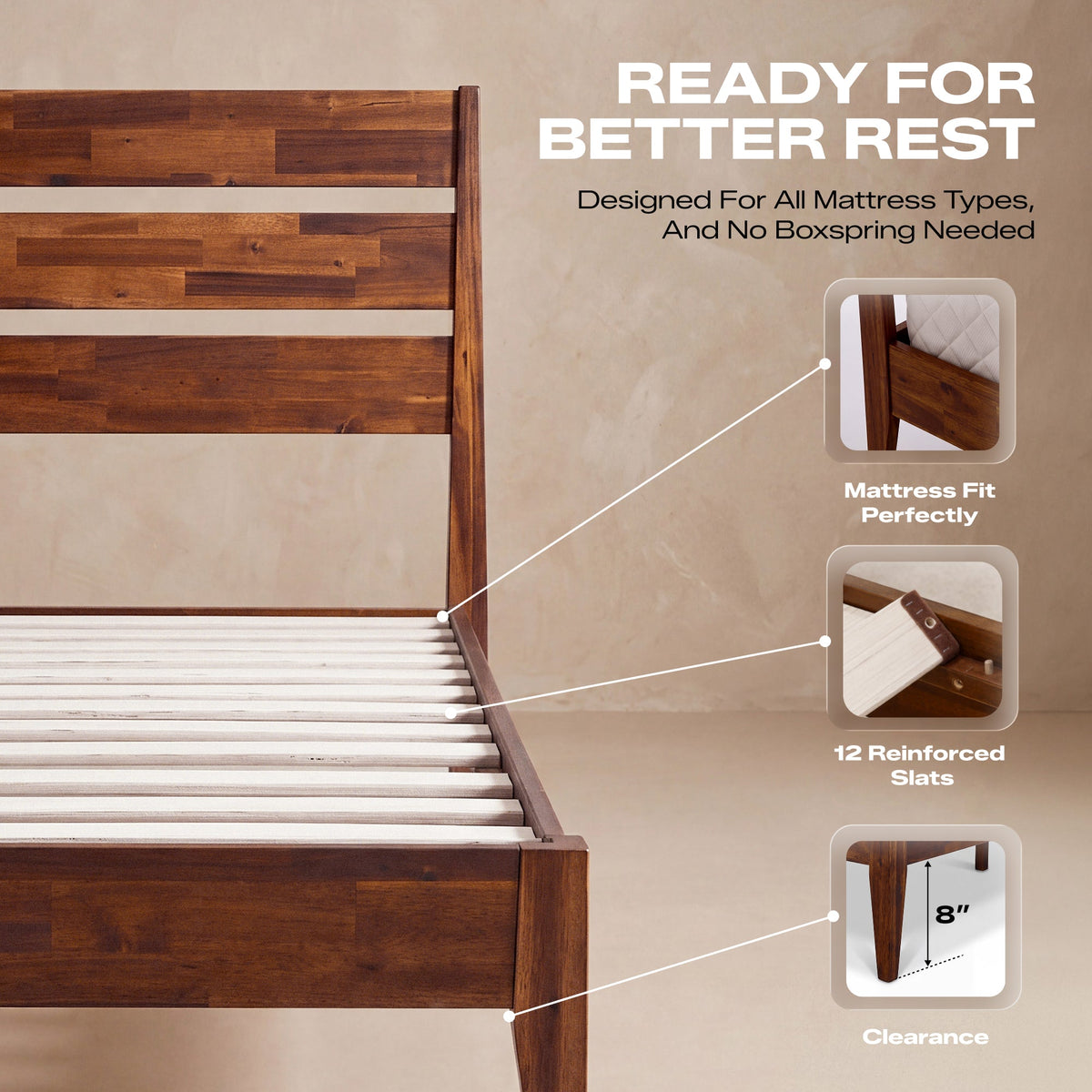 Emery Solid Wood Bed Frame