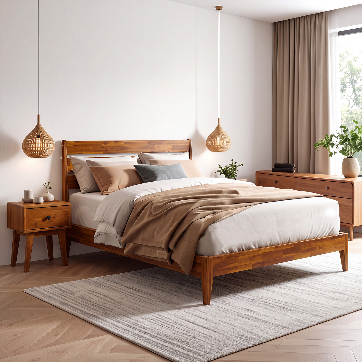 Sofia 1-Drawer Solid Wood Nightstand