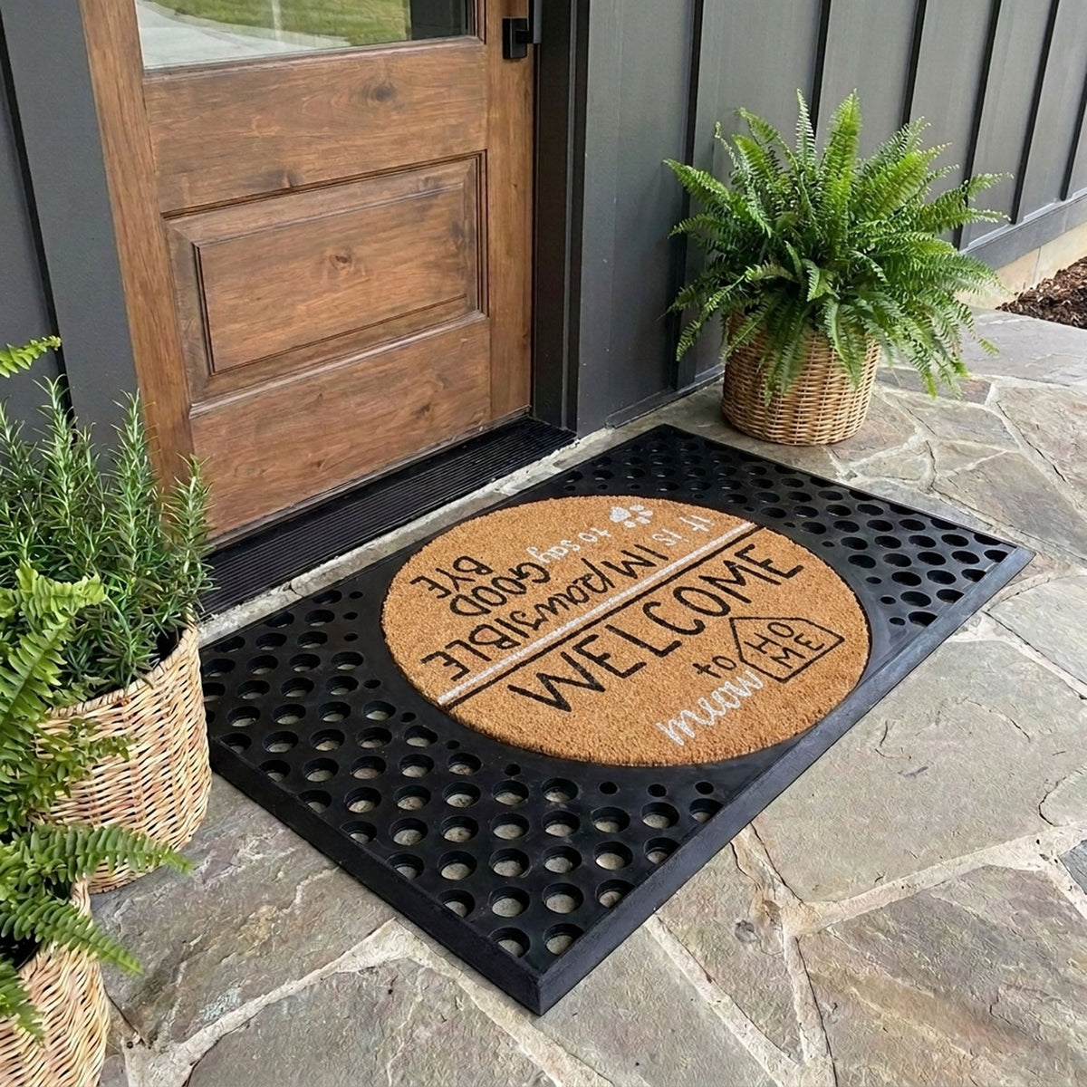 hello/goodbye round doormat set