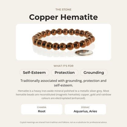 Hematite Round Copper Bracelet - 8mm