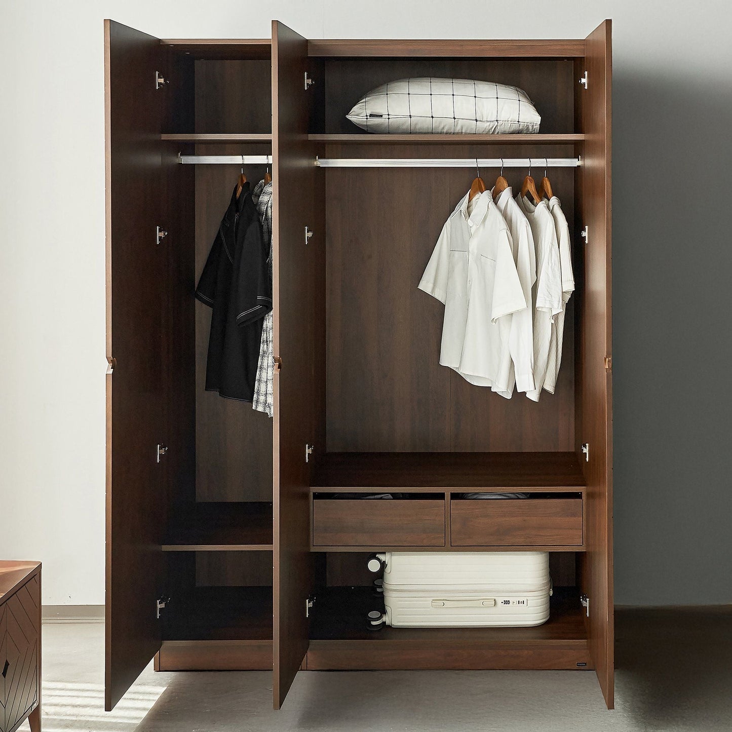 Hobro 3-Door Wooden Wardrobe