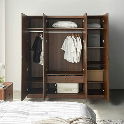 Hobro 301 Four-Door Acacia Veneer Wood Wardrobe