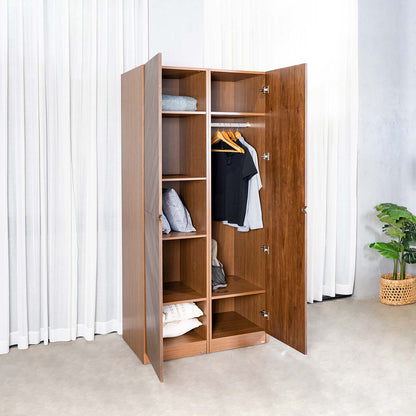 Hobro 301 Two-Door Wooden Wardrobe with Geometric Veneer