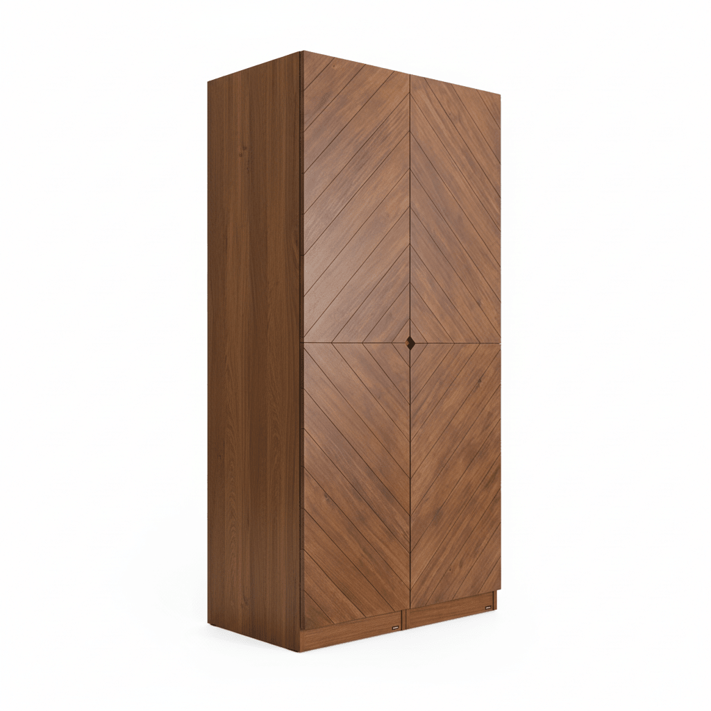 Hobro 301 Two-Door Wooden Wardrobe with Geometric Veneer