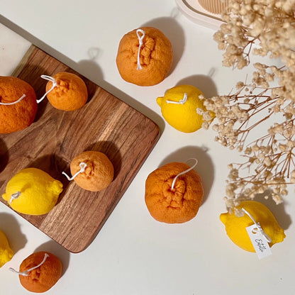 Orangenförmiges Kerzen-Set: Sojawachs, vegan, minimalistische Deko