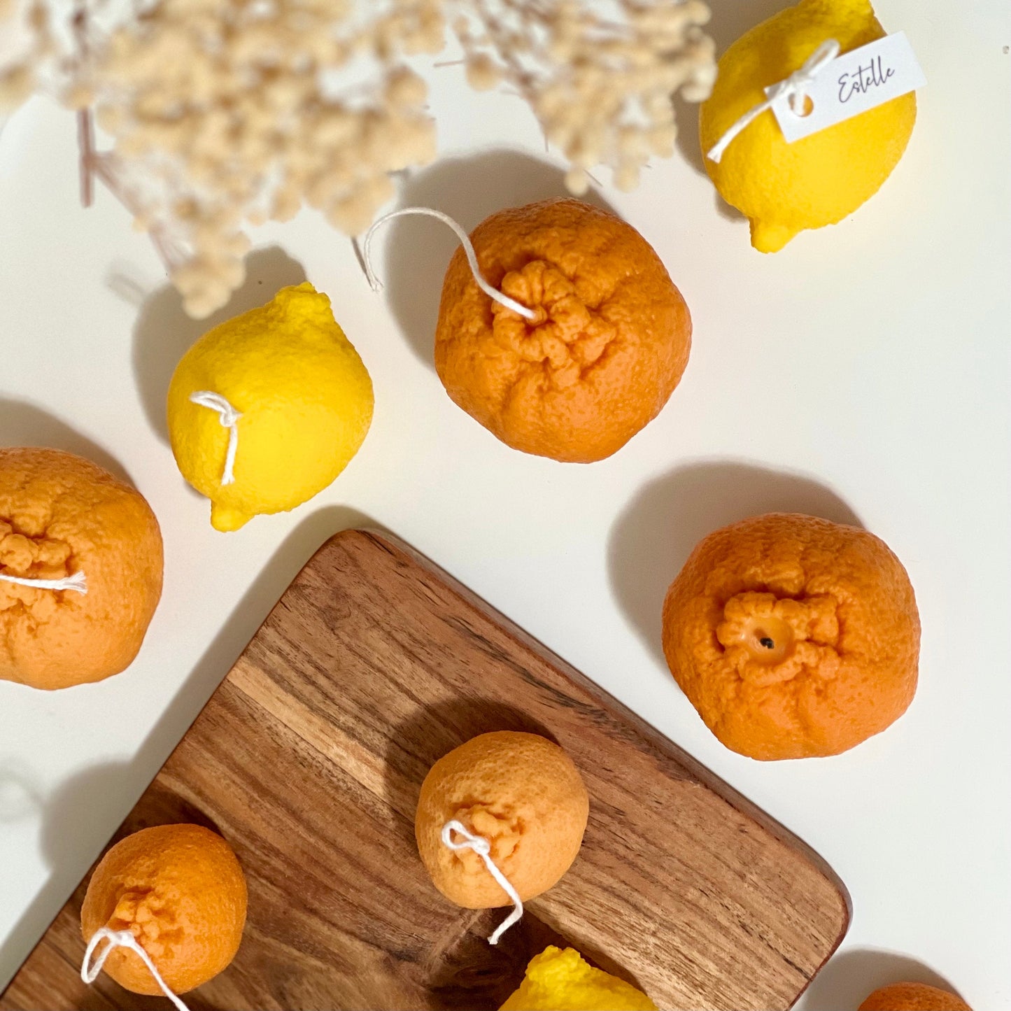 Orangenförmiges Kerzen-Set: Sojawachs, vegan, minimalistische Deko