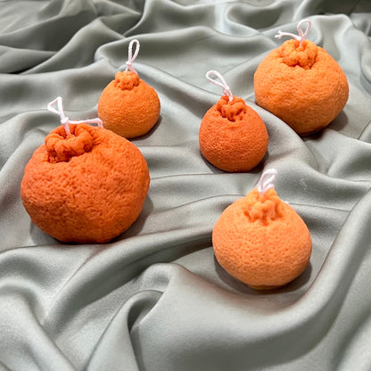 Orangenförmiges Kerzen-Set: Sojawachs, vegan, minimalistische Deko