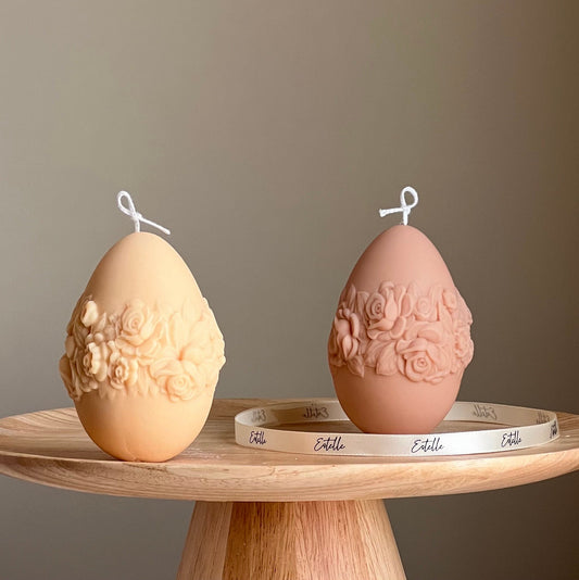 Oster-Ei-Rosen-Kerze: Handgemachte Sojawachs-Frühlingsdeko